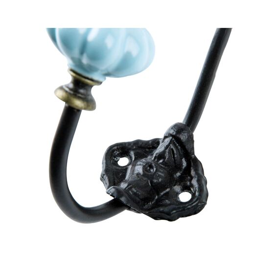 NIKKY HOME Set mit 2 Kleiderhaken im Vintage-Kürbis-Design, Metall und Keramik, Blau