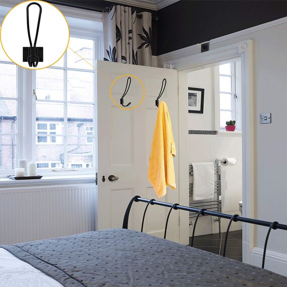 Rustikale Eingangshaken – 12 Stück Bauernhaus-Haken mit Metallschrauben im Lieferumfang enthalten, schwarz, dekorativ, rustikal, Doppel-Vintage-Organizer, Drahthaken zum Aufhängen von Kleiderbügeln