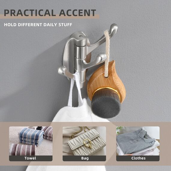 Angle Simple Drehbarer Handtuchhaken Faltbar Handtuchhaken 2 Stück Flexibler Haken Metall Handtuchhalter Bad Handtuchhalter Heavy Duty Garderobe für Badezimmer Wohnmobil Wandmontage Nickel gebürstet