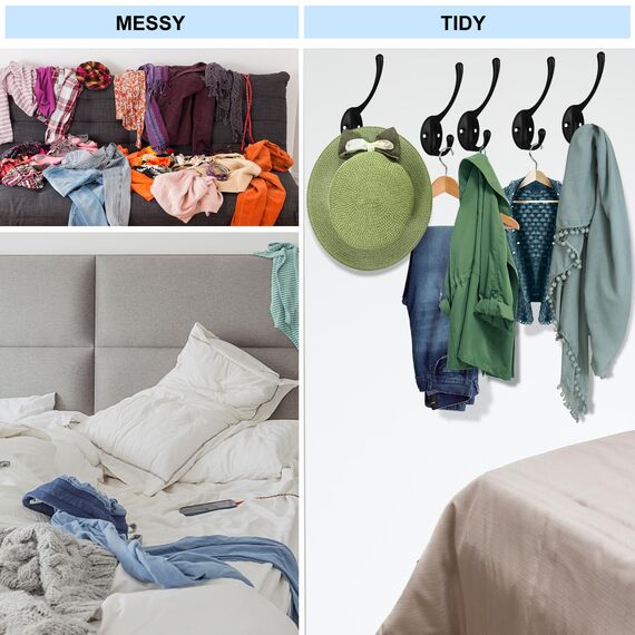 Kruodop Kleiderhaken zum Aufhängen, robust, Wandmontage, schwarze Handtuchhaken, Metall, Einzel-Kleiderbügel mit Schrauben, Tasse, Retro, für Mäntel, Handtaschen, Handtücher, 8 Stück