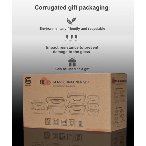 Frischhaltedose aus Glas/Glasbehälter mit Deckel/Vorratsdosen/Aufbewahrungsbehälter/Lebensmittelbehälter für Küche(9 Vorratsdosen mit 9 Deckel)
