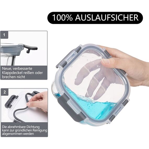 Fenger Glas Frischhaltedosen mit deckel Vorratsbehälterset,kühlschrank organizer Aufbewahrungsbehälter aufschnittboxen，meal prep gläser - luftdicht mikrowellengeschirr BPA-frei (10 Behälter)