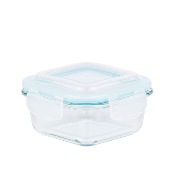 Grizzly Glas Frischhaltedosen, Set 6x 320 ml, luftdicht, quadratisch, Click-Verschluss, vielseitige Vorratsdosen für Ofen, Mikrowelle, Gefrierfach