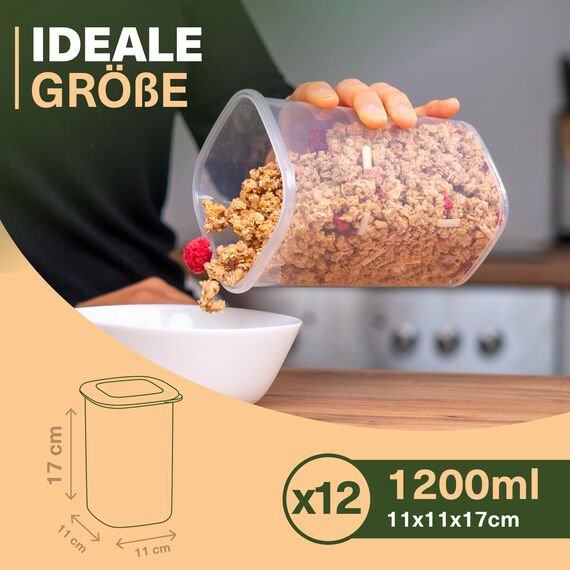 Viwares Vorratsdosen mit Deckel Luftdicht, 12er Vorratsbehälter Set BPA-Frei, Vorratsdose zur Müsli Mehl Aufbewahrung Küche, Praktische Organizer Küche, Frischhaltedosen für Lebensmittelaufbewahrung