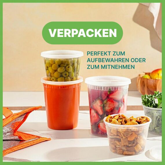 JoyServe Vorratsdosen mit Deckel Luftdicht – 48 Sets mit 54 Deckeln, 24 Vorratsdosen mit 946 ml und 24 mit 473 ml Inhalt, Frischhaltedosen mit Deckel, BPA-Frei, Spülmaschinen- und Mikrowellengeeignet