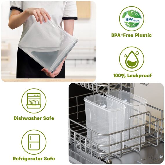 Withosent 4L Vorratsdosen Luftdicht 4er Set, Aufbewahrungsbox Küche mit Deckel aus Plastik, Vorratsbehälter Müslidose für Getreide, Mehl, Müsli