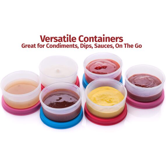 Signora Ware auslaufsichere Frischhaltedosen 40ml - Luftdichte, mikrowellengeeignete kleine Aufbewahrungsbox mit Deckel - Mini Camping Plastik Dosen Set für Soßen, Dips und Gewürze