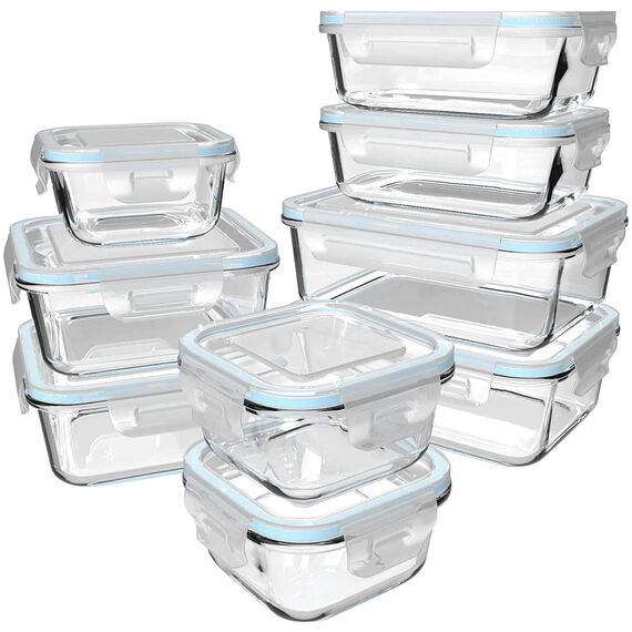 Frischhaltedose aus Glas/Glasbehälter mit Deckel/Vorratsdosen/Aufbewahrungsbehälter/Lebensmittelbehälter für Küche(9 Vorratsdosen mit 9 Deckel)