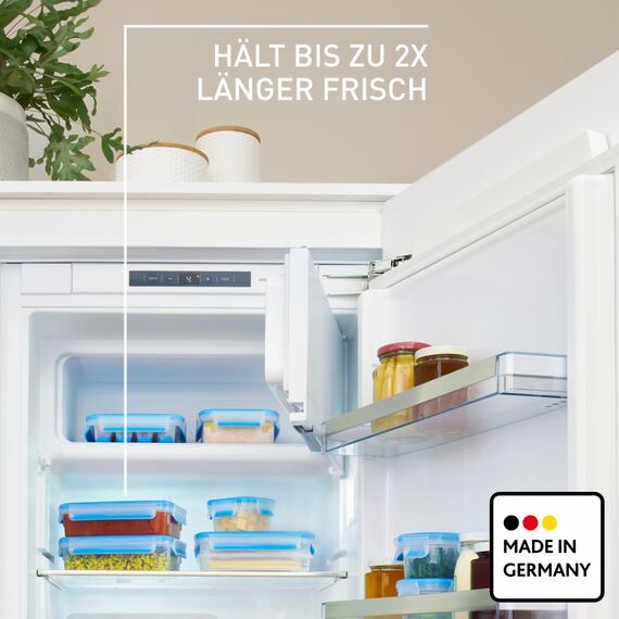 EMSA Clip & Close Frischhaltedosen-Set, rechteckig, 3 x 1,2 L, Aufbewahrungsboxen, 100 Prozent dicht, spülmaschinen-, gefrier-, mikrowellenfest, Blau, Made in Germany, 515645