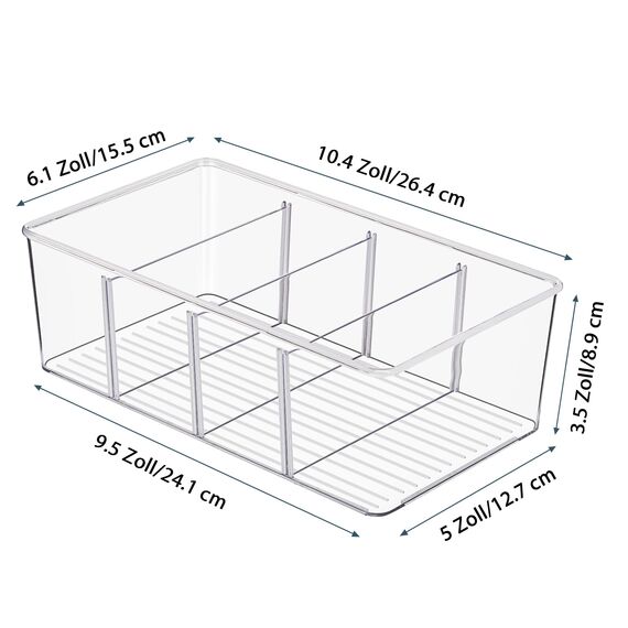 Vtopmart 4er Kühlschrank Organizer mit 4 Fächern, BPA-Freie Küche Stapelbarer Lebensmittel aufbewahrungsbox für Teebeutel,Snacks,Gewürze