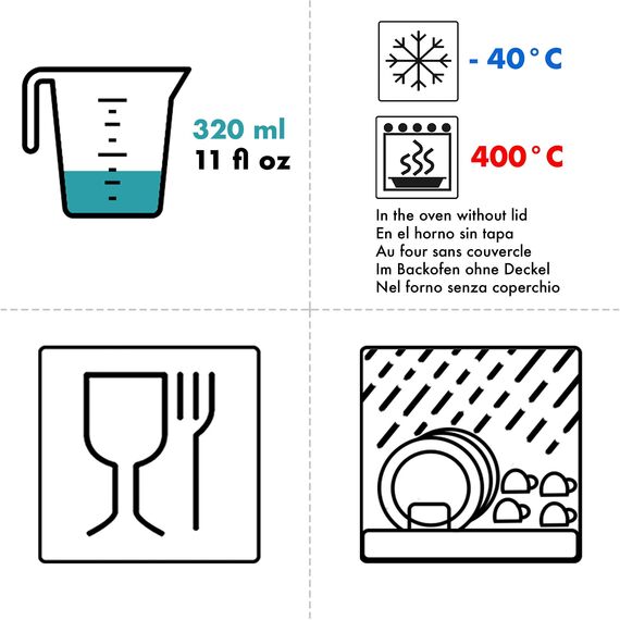 Grizzly Glas Frischhaltedosen, Set 6x 320 ml, luftdicht, quadratisch, Click-Verschluss, vielseitige Vorratsdosen für Ofen, Mikrowelle, Gefrierfach