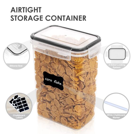 Vtopmart 2L Vorratsdosen Set, Müsli Schüttdose & Frischhaltedosen, BPA frei Kunststoff, luftdicht,Trockenfutterbehälter, Satz mit 9, 24 Etiketten für Getreide, Mehl, Zucker usw (Schwarz)