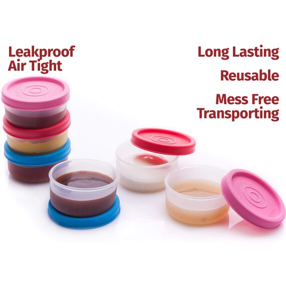 Signora Ware auslaufsichere Frischhaltedosen 40ml - Luftdichte, mikrowellengeeignete kleine Aufbewahrungsbox mit Deckel - Mini Camping Plastik Dosen Set für Soßen, Dips und Gewürze