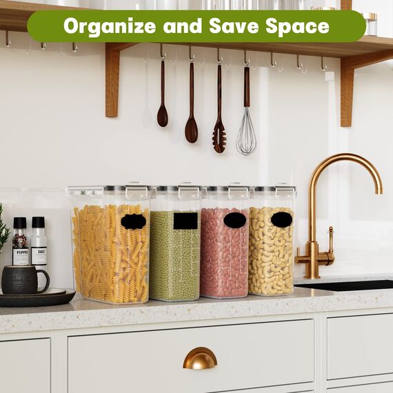 Withosent 4L Vorratsdosen Luftdicht 4er Set, Aufbewahrungsbox Küche mit Deckel aus Plastik, Vorratsbehälter Müslidose für Getreide, Mehl, Müsli