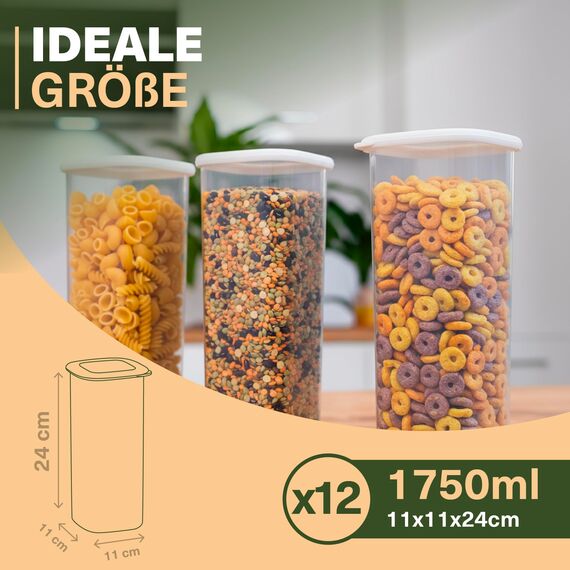 Viwares Vorratsdosen mit Deckel Luftdicht, 12er Vorratsbehälter Set BPA-Frei, Vorratsdose zur Müsli Mehl Aufbewahrung Küche, Praktische Organizer Küche, Frischhaltedosen für Lebensmittelaufbewahrung