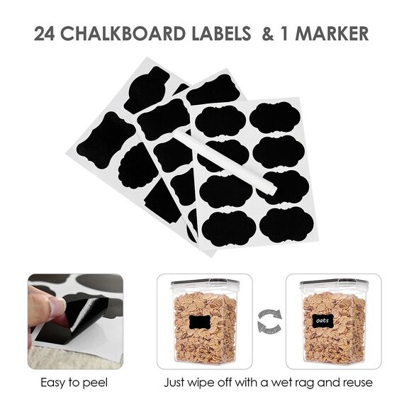 Vtopmart Vorratsdosen mit Deckel Luftdicht, Set mit 24 Vorratsbehälter, BPA-frei, Küchen Aufbewahrungsboxen für Mehl, Zucker, Körner, Mit Schreibstift und Etikett