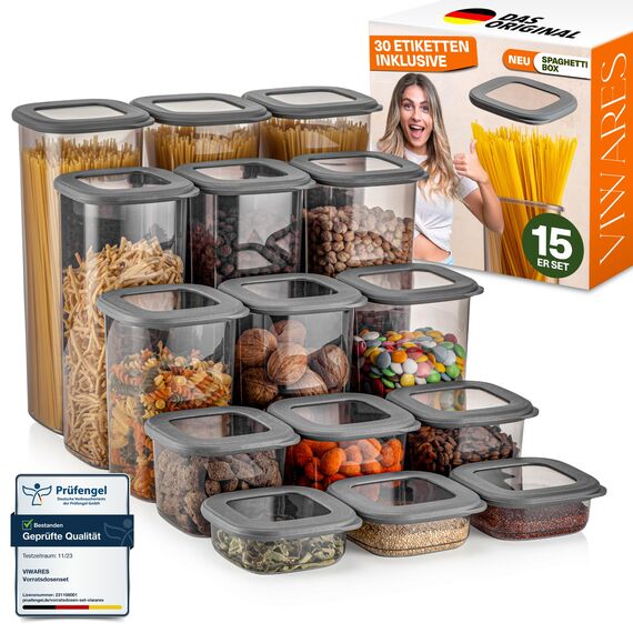 Viwares Vorratsdosen mit Deckel Luftdicht, 15er Vorratsbehälter Set BPA-Frei, Vorratsdose zur Müsli Mehl Aufbewahrung Küche, Praktische Organizer Küche, Frischhaltedosen für Lebensmittelaufbewahrung