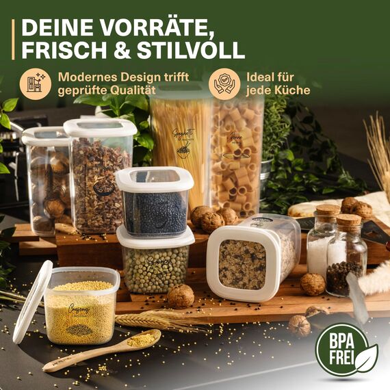 Viwares Vorratsdosen mit Deckel Luftdicht, 12er Vorratsbehälter Set BPA-Frei, Vorratsdose zur Müsli Mehl Aufbewahrung Küche, Praktische Organizer Küche, Frischhaltedosen für Lebensmittelaufbewahrung
