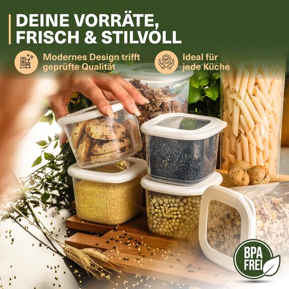 Viwares Vorratsdosen mit Deckel Luftdicht, 6er Vorratsbehälter Set BPA-Frei, Vorratsdose zur Müsli Mehl Aufbewahrung Küche, Praktische Organizer Küche, Frischhaltedosen für Lebensmittelaufbewahrung