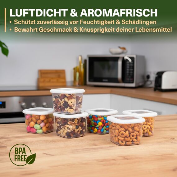 Viwares Vorratsdosen mit Deckel Luftdicht, 6er Vorratsbehälter Set BPA-Frei, Vorratsdose zur Müsli Mehl Aufbewahrung Küche, Praktische Organizer Küche, Frischhaltedosen für Lebensmittelaufbewahrung