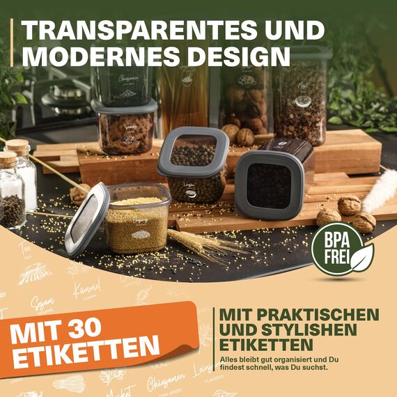 Viwares Vorratsdosen mit Deckel Luftdicht, 12er Vorratsbehälter Set BPA-Frei, Vorratsdose zur Müsli Mehl Aufbewahrung Küche, Praktische Organizer Küche, Frischhaltedosen für Lebensmittelaufbewahrung