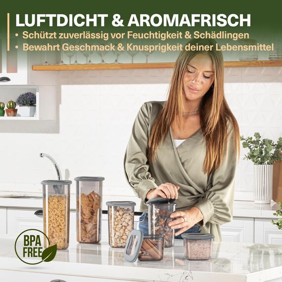 Viwares Vorratsdosen mit Deckel Luftdicht, 18er Vorratsbehälter Set BPA-Frei, Vorratsdose zur Müsli Mehl Aufbewahrung Küche, Praktische Organizer Küche, Frischhaltedosen für Lebensmittelaufbewahrung