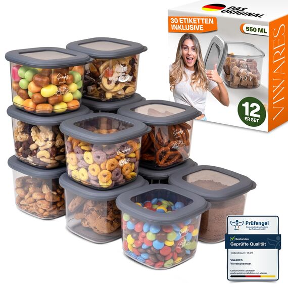 Viwares Vorratsdosen mit Deckel Luftdicht, 12er Vorratsbehälter Set BPA-Frei, Vorratsdose zur Müsli Mehl Aufbewahrung Küche, Praktische Organizer Küche, Frischhaltedosen für Lebensmittelaufbewahrung