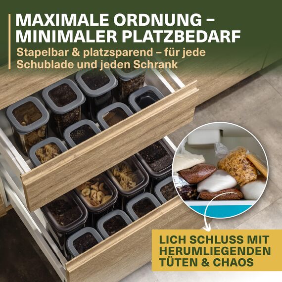 Viwares Vorratsdosen mit Deckel Luftdicht, 12er Vorratsbehälter Set BPA-Frei, Vorratsdose zur Müsli Mehl Aufbewahrung Küche, Praktische Organizer Küche, Frischhaltedosen für Lebensmittelaufbewahrung