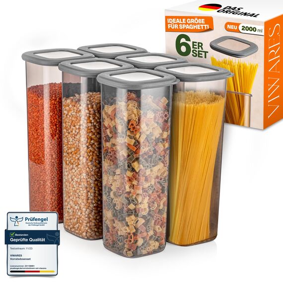 Viwares Vorratsdosen mit Deckel Luftdicht, 6er Vorratsbehälter Set BPA-Frei, Vorratsdose zur Müsli Mehl Aufbewahrung Küche, Praktische Organizer Küche, Frischhaltedosen für Lebensmittelaufbewahrung