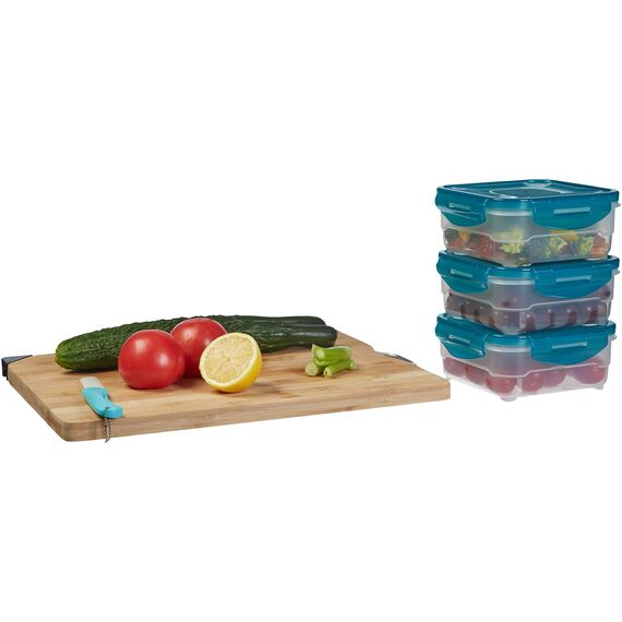 Amazon Basics Gefrierbehälter im Set, mit Deckel, luftdicht, auslaufsicher, stapelbar, für Kühlschrank/Gefriertruhe, BPA-frei, Kunststoff, mikrowellen- und spülmaschinenfest, 3 x 0.8 l, farblos