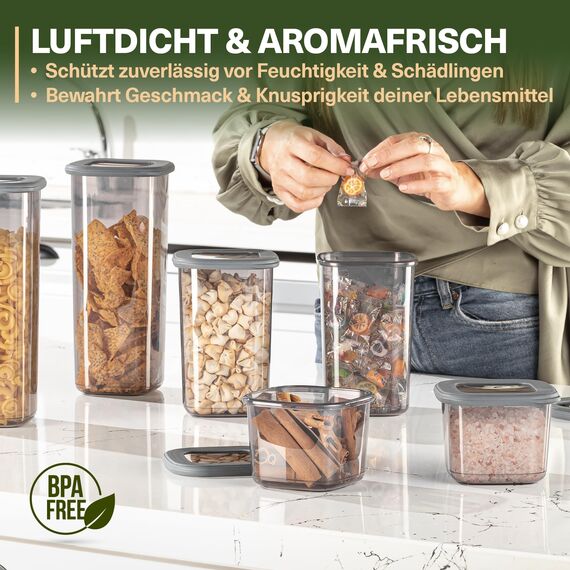 Viwares Vorratsdosen mit Deckel Luftdicht, 12er Vorratsbehälter Set BPA-Frei, Vorratsdose zur Müsli Mehl Aufbewahrung Küche, Praktische Organizer Küche, Frischhaltedosen für Lebensmittelaufbewahrung
