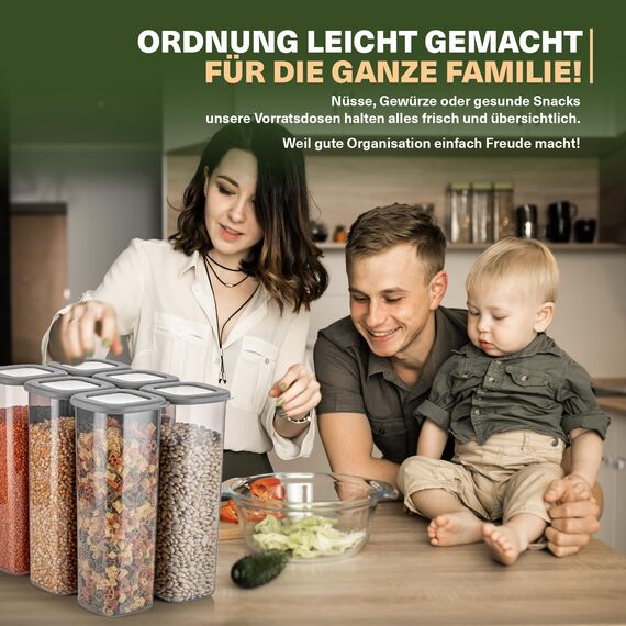 Viwares Vorratsdosen mit Deckel Luftdicht, 6er Vorratsbehälter Set BPA-Frei, Vorratsdose zur Müsli Mehl Aufbewahrung Küche, Praktische Organizer Küche, Frischhaltedosen für Lebensmittelaufbewahrung