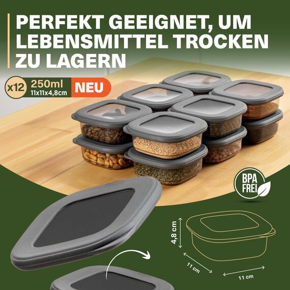 Viwares Vorratsdosen mit Deckel Luftdicht, 12er Vorratsbehälter Set BPA-Frei, Vorratsdose zur Müsli Mehl Aufbewahrung Küche, Praktische Organizer Küche, Frischhaltedosen für Lebensmittelaufbewahrung