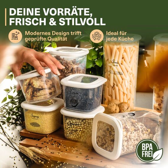 Viwares Vorratsdosen mit Deckel Luftdicht, 18er Vorratsbehälter Set BPA-Frei, Vorratsdose zur Müsli Mehl Aufbewahrung Küche, Praktische Organizer Küche, Frischhaltedosen für Lebensmittelaufbewahrung