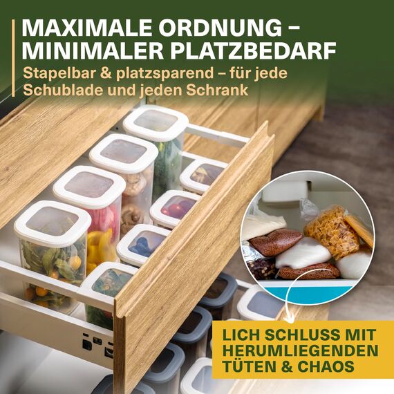 Viwares Vorratsdosen mit Deckel Luftdicht, 18er Vorratsbehälter Set BPA-Frei, Vorratsdose zur Müsli Mehl Aufbewahrung Küche, Praktische Organizer Küche, Frischhaltedosen für Lebensmittelaufbewahrung