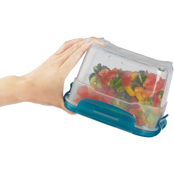 Amazon Basics Gefrierbehälter im Set, mit Deckel, luftdicht, auslaufsicher, stapelbar, für Kühlschrank/Gefriertruhe, BPA-frei, Kunststoff, mikrowellen- und spülmaschinenfest, 3 x 1 liter, farblos