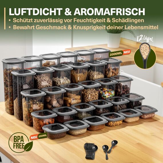 Viwares Vorratsdosen mit Deckel Luftdicht, 42er Vorratsbehälter Set BPA-Frei, Vorratsdose zur Müsli Mehl Aufbewahrung Küche, Praktische Organizer Küche, Frischhaltedosen für Lebensmittelaufbewahrung