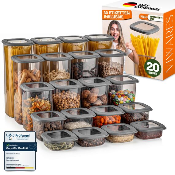 Viwares Vorratsdosen mit Deckel Luftdicht, 20er Vorratsbehälter Set BPA-Frei, Vorratsdose zur Müsli Mehl Aufbewahrung Küche, Praktische Organizer Küche, Frischhaltedosen für Lebensmittelaufbewahrung