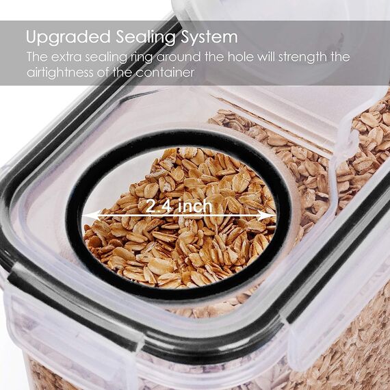 Vtopmart 4L Vorratsdosen Set, 4er Luftdicht Lebensmittelbehälter, Behälter mit Deckel für Müsli und Cornflakes, BPA-frei, Mit Schreibstift und Etikett