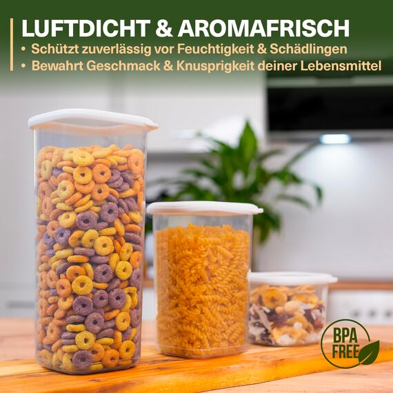 Viwares Vorratsdosen mit Deckel Luftdicht, 18er Vorratsbehälter Set BPA-Frei, Vorratsdose zur Müsli Mehl Aufbewahrung Küche, Praktische Organizer Küche, Frischhaltedosen für Lebensmittelaufbewahrung