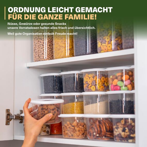 Viwares Vorratsdosen mit Deckel Luftdicht, 6er Vorratsbehälter Set BPA-Frei, Vorratsdose zur Müsli Mehl Aufbewahrung Küche, Praktische Organizer Küche, Frischhaltedosen für Lebensmittelaufbewahrung