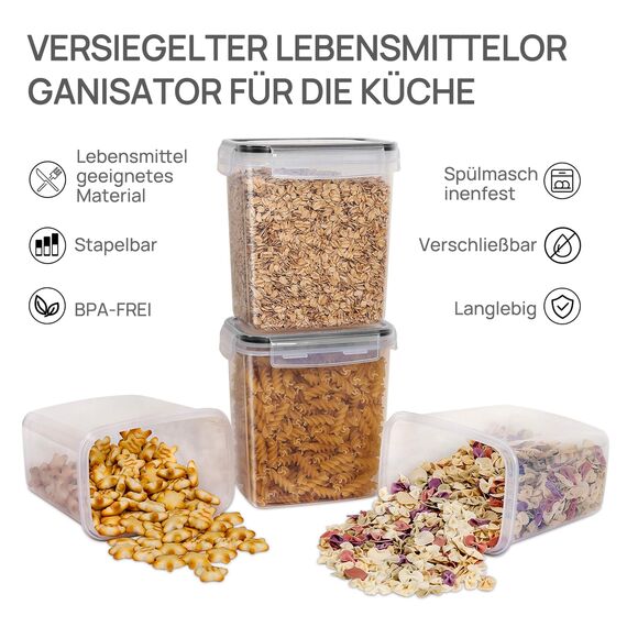 Vtopmart Vorratsdosen mit Deckel Luftdicht, Set mit 32 Vorratsbehälter, BPA-frei, Küchen Aufbewahrungsboxen für Mehl, Zucker, Körner, Mit Schreibstift und Etikett