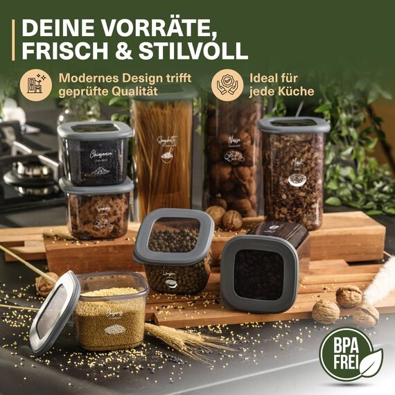 Viwares Vorratsdosen mit Deckel Luftdicht, 15er Vorratsbehälter Set BPA-Frei, Vorratsdose zur Müsli Mehl Aufbewahrung Küche, Praktische Organizer Küche, Frischhaltedosen für Lebensmittelaufbewahrung