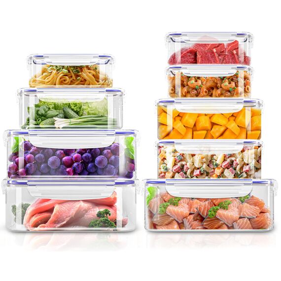 KICHLY 18er Vorratsdosen Mit Deckel (9 Behälter, 9 Deckel) Frischhaltedosen, Meal Prep Boxen Auslaufsicher Gefrierbehälter, BPA-Frei Küchen Aufbewahrungsbox Organizer (Blau)
