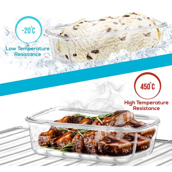 KICHLY Glasbehälter Mit Deckel - meal prep boxen glas - Transparente Erstklassig geeignet für mikrowelle - Luftdicht, Auslaufsicher, BPA-frei - 18er (9 Behälter und 9 Deckel)