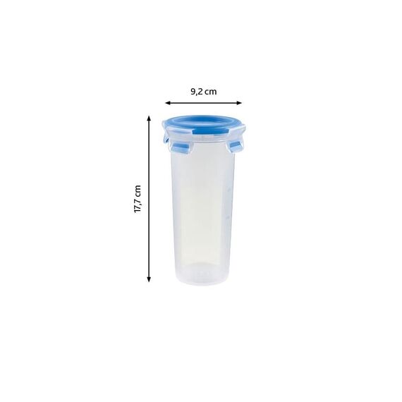 EMSA Clip & Close Trinkbecher, rund, 0,5 L, mit Deckel, Aufbewahrungsbox, 100 Prozent dicht, spülmaschinen-, gefrier-, mikrowellenfest, Transparent, Blau, Made in Germany, 508554