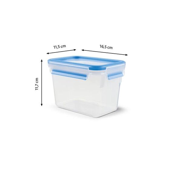 EMSA Clip & Close Frischhaltedose, rechteckig, 1,1 L, mit Deckel, Aufbewahrungsbox, 100 Prozent dicht, spülmaschinen-, gefrier-, mikrowellenfest, Transparent, Blau, Made in Germany, 508541