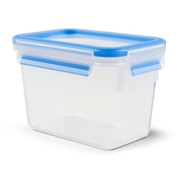 EMSA Clip & Close Frischhaltedose, rechteckig, 1,1 L, mit Deckel, Aufbewahrungsbox, 100 Prozent dicht, spülmaschinen-, gefrier-, mikrowellenfest, Transparent, Blau, Made in Germany, 508541