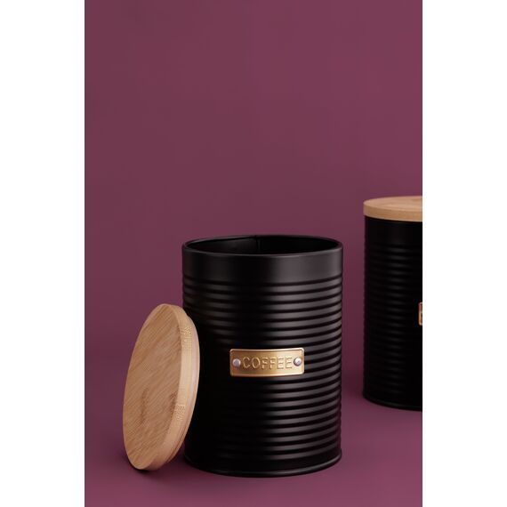 TYPHOON OTTO Kaffeedose luftdicht 1,4 L, Bambusdeckel und Silikondichtung, dekorativer Kaffeebohnen Behälter aus beschichtetem Stahl, Aufbewahrungsdose für ca 500g Kaffeebohnen, -pulver & Kaffeepads