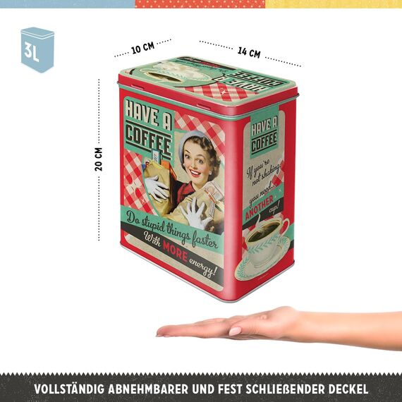 Nostalgic-Art Retro Vorratsdose L, 3 l, Have A Coffee – Geschenk-Idee für Kaffee-Fans, Große Kaffee-Dose aus Blech, Vintage Design, Kaffee-Deko